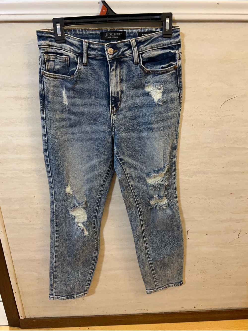 Judy Blue Acid Wash Distressed Boyfriend Fit Jeans